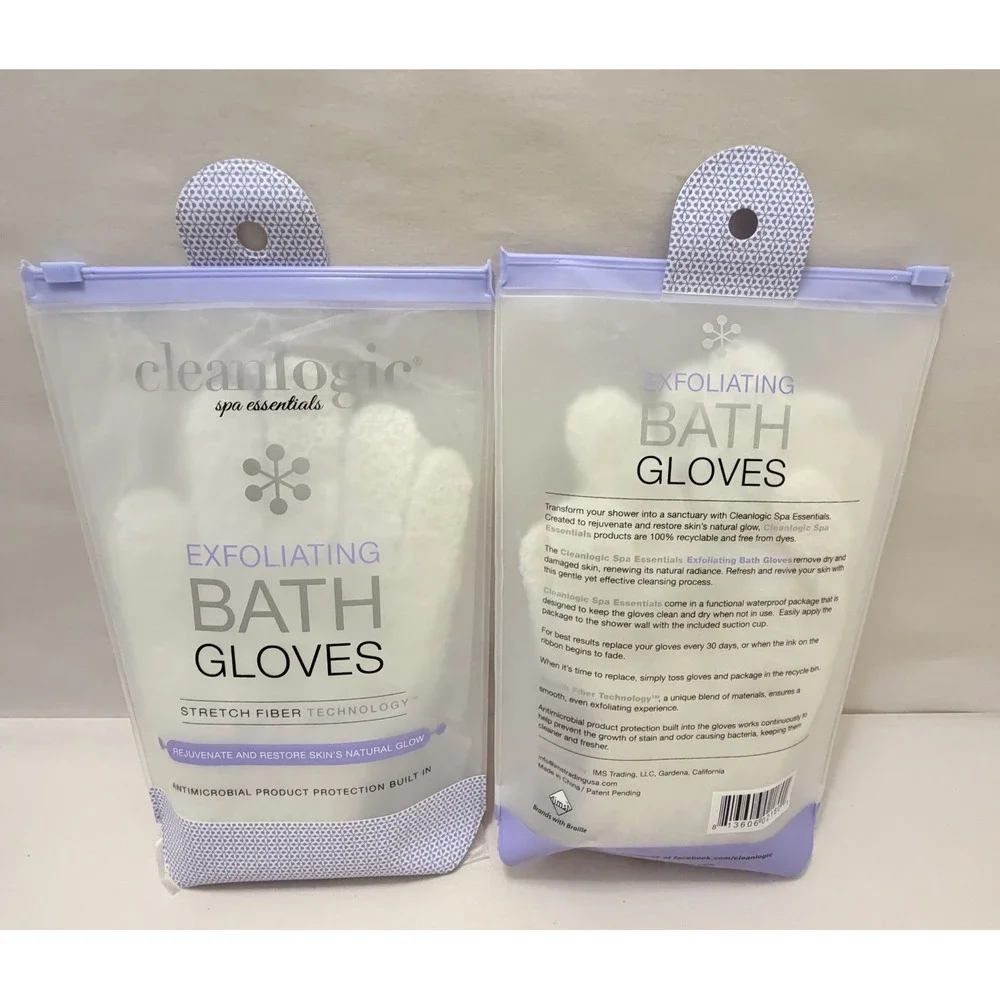 Exfoliating Gloves Body Scrub 2 Pack Shower Spa Exfoliator Organic Clean Logic